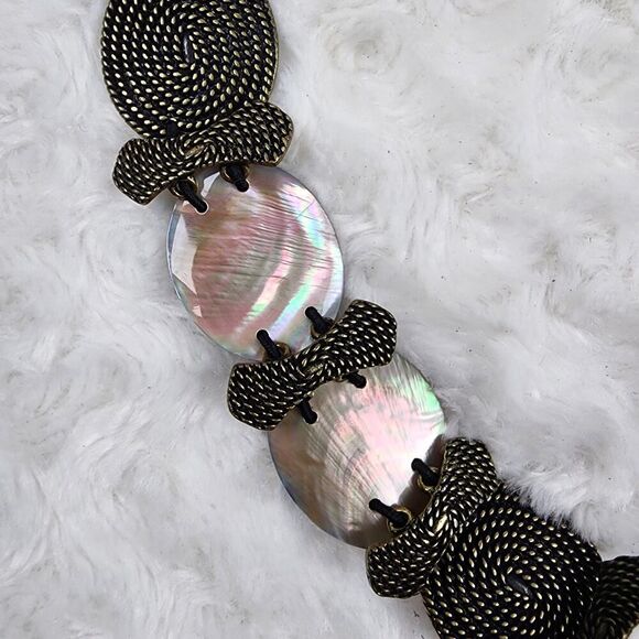 Seashell and Pewter Elastic Fashion Belt - Picture 5 of 11